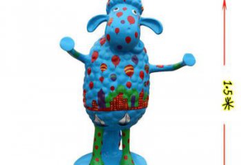 室內小羊雕塑，拉絲海洋雕塑，抽象效果