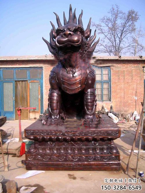 酒店麒麟雕塑，鍍金歐式雕塑，仿古擺件