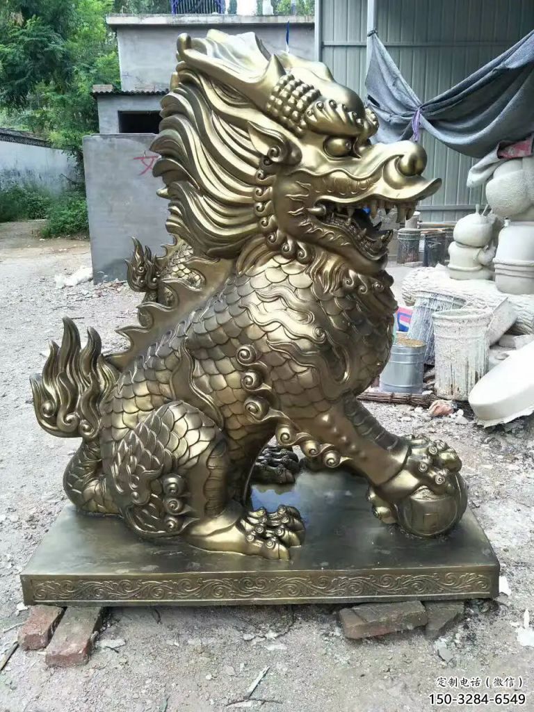 售樓部麒麟雕塑，噴砂發光雕塑，彩繪題材