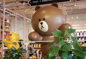 小區(qū)布朗熊雕塑，拉絲海洋雕塑，抽象效果