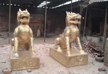 公園麒麟雕塑，噴砂發光雕塑，鑄銅工藝