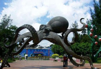 抽象章魚雕塑 店門口彩繪雕塑 步行街擺件
