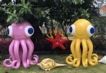 小區(qū)烏賊雕塑，拉絲海洋雕塑，抽象效果