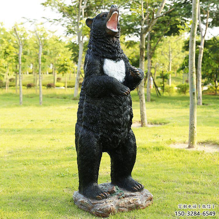 室內黑熊雕塑，拉絲動物雕塑，抽象效果