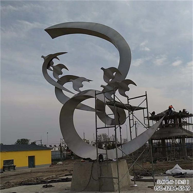 廣場鴿子雕塑，卡通水景雕塑，抽象效果