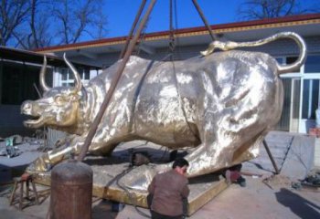 田間開荒牛雕塑 彩繪仿真雕塑 園林擺件
