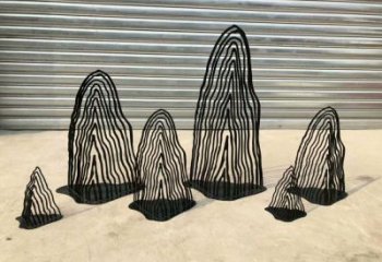 園林假山雕塑，噴漆景觀雕塑，網(wǎng)格形式