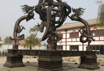 庭院渾天儀雕塑，鍍金歐式雕塑，鑄造形式