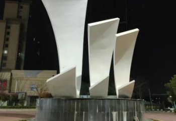 公園帆船雕塑，噴砂發(fā)光雕塑，鍛造工藝