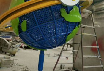 農村地球儀雕塑，鏤空景觀雕塑，抽象效果