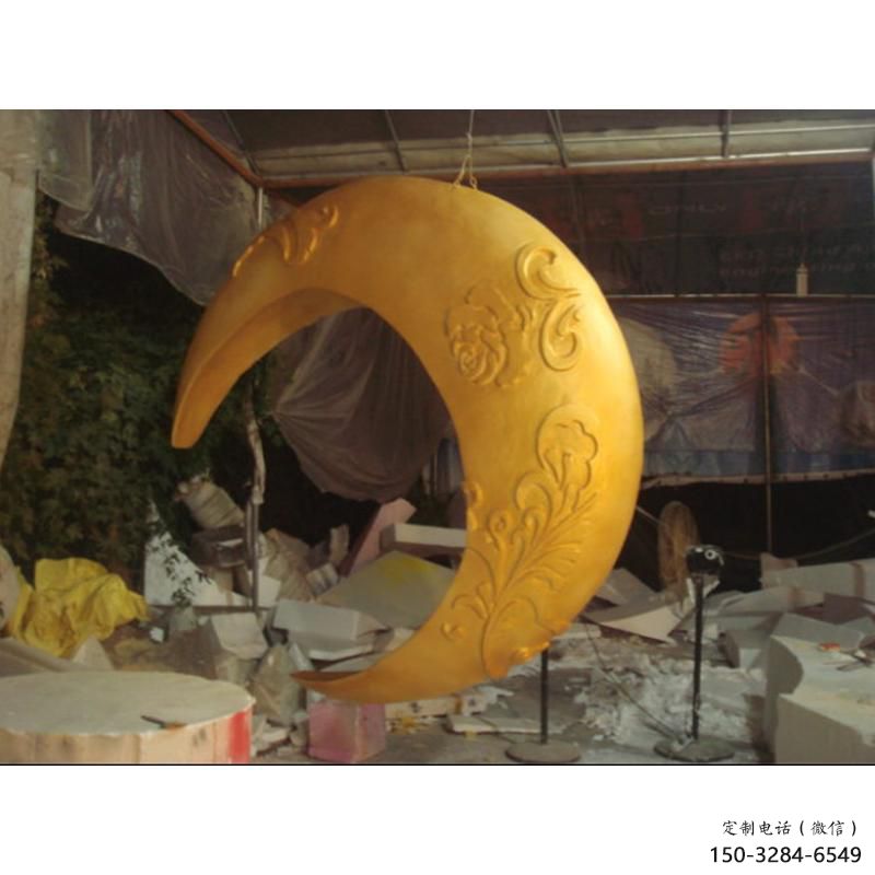 校園月亮雕塑，拉絲景觀雕塑，抽象主題