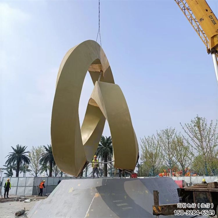 室內(nèi)圓環(huán)雕塑，拉絲景觀雕塑，抽象效果