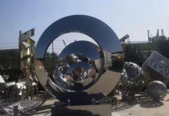 步行街圓環雕塑，鍛造景觀雕塑，鏤空方式