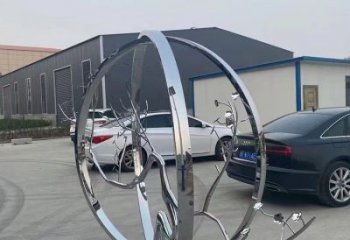 城市圓環雕塑，網格景觀雕塑，拋光效果