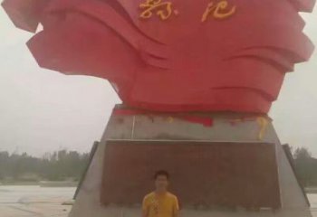 旗幟雕塑，革命黨建雕塑，革命擺件