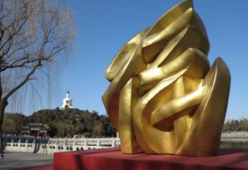 景觀館福字雕塑，鍍銅景觀雕塑，鍍銅工藝