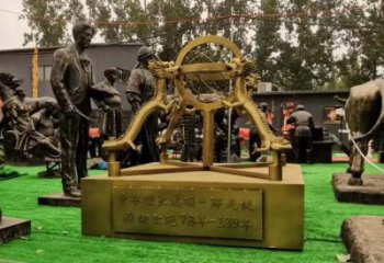 景區(qū)地動儀雕塑，鍍金歐式雕塑，鐵藝材質(zhì)