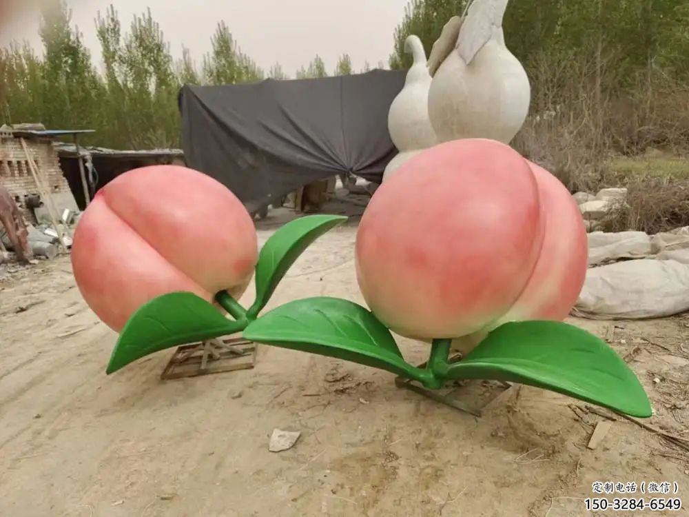 步行街桃子雕塑 游樂場果蔬雕塑 鑄造水果雕塑