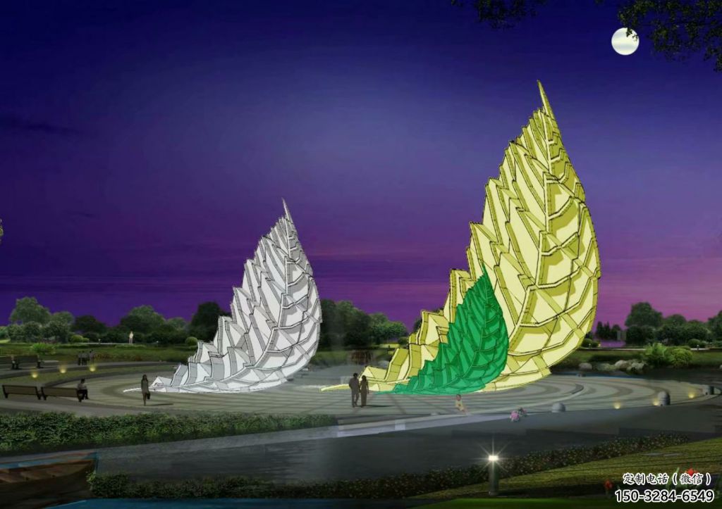 大型樹葉雕塑 歐式步行街植物雕塑 彩繪花卉雕塑