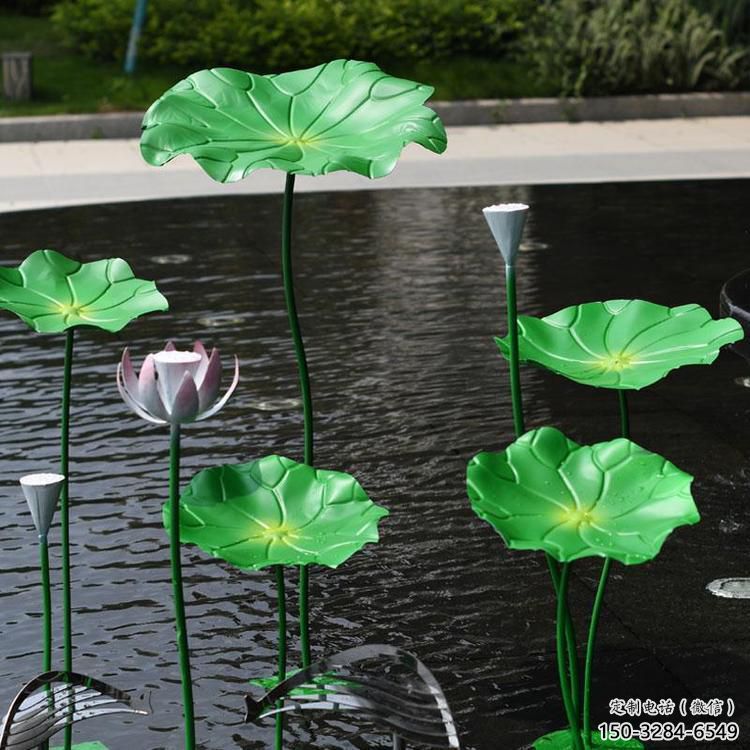 商業(yè)街荷葉雕塑 烤漆植物雕塑 彩繪花卉雕塑