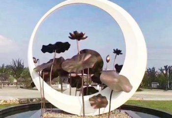 戶外荷葉雕塑 噴漆植物雕塑 燈光花卉雕塑