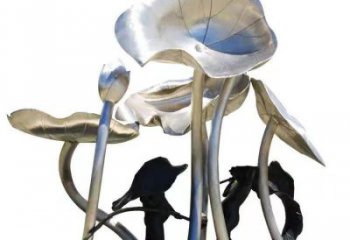 農村荷葉雕塑 抽象藝術花卉雕塑 烤漆植物雕塑