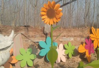 農村向日葵雕塑 抽象藝術花朵雕塑 烤漆花卉雕塑