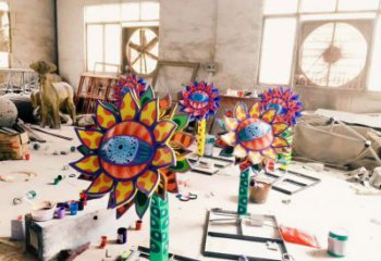 向日葵雕塑 景觀美陳花卉雕塑 噴漆花朵雕塑