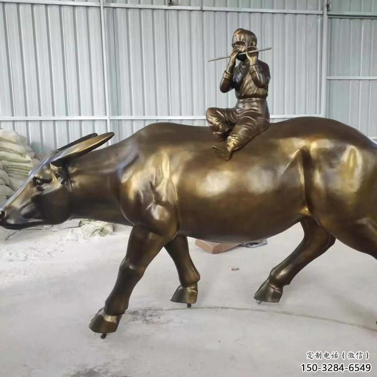 大門口牧童雕塑廠 發光公園民俗雕塑 仿真鑄銅雕塑