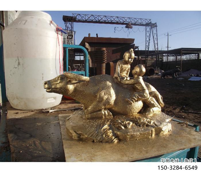 農村牧童雕塑廠家 抽象藝術鑄銅雕塑 烤漆民俗雕塑