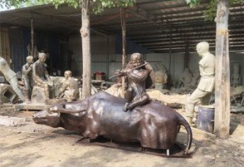 大型牧童雕塑廠家 歐式步行街鑄銅雕塑 彩繪民俗雕塑