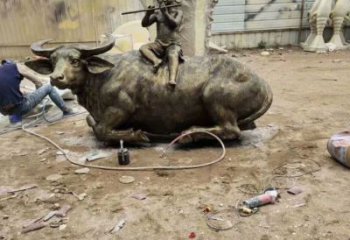 牧童雕塑廠家 仿真景觀鑄銅雕塑 烤漆民俗雕塑