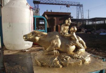 農(nóng)村牧童雕塑廠家 抽象藝術(shù)鑄銅雕塑 烤漆民俗雕塑