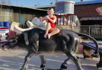 商業(yè)街牧童雕塑制作 烤漆民俗雕塑 彩繪鑄銅雕塑