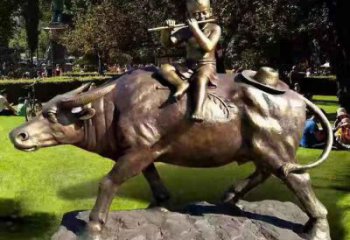 住宅小區(qū)牧童雕塑廠家 啞光民俗雕塑 公園鑄銅雕塑