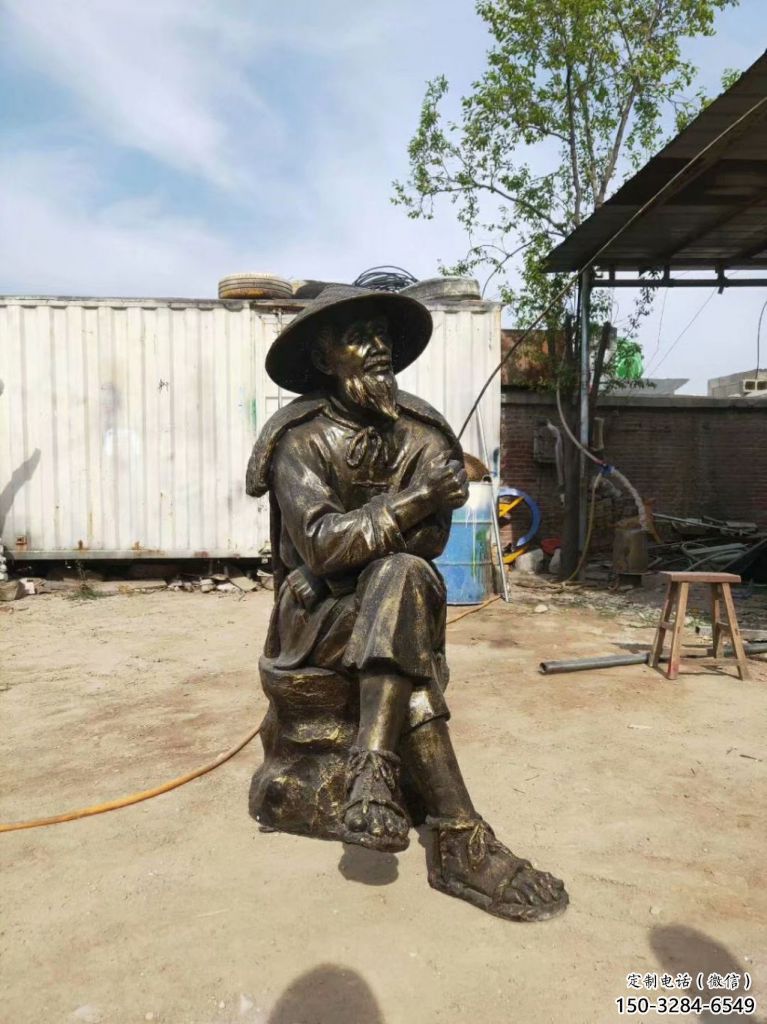 園林釣魚雕塑廠家 大型民俗雕塑 中式姜太公雕塑