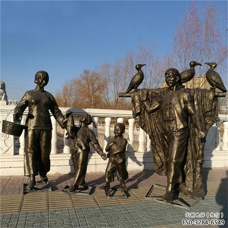 抽象船夫雕塑 店門口彩繪雕塑 步行街?jǐn)[件