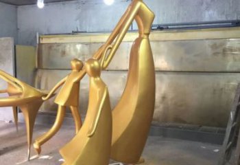 黃銅母親雕塑 鏤空創意女人雕塑 別墅區肖像雕塑