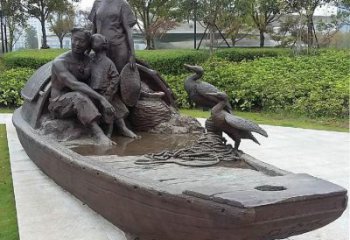 彩繪船夫雕塑 民俗雕塑 步行街?jǐn)[件