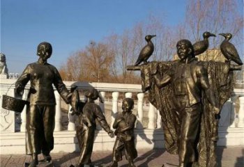 抽象船夫雕塑 店門口彩繪雕塑 步行街?jǐn)[件