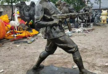 彩繪武警雕塑 黃銅警察雕塑 街頭戰士雕塑