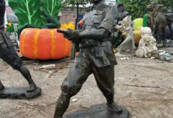 中式武警雕塑 鑄銅警察雕塑 游樂場戰士雕塑