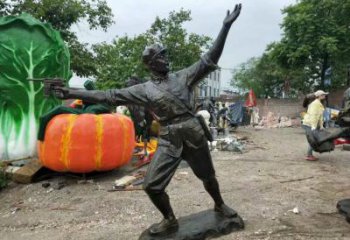 鑄銅武警雕塑 異形警察雕塑蔬 農村戰士雕塑