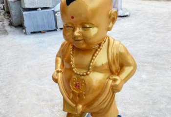 黃銅小和尚雕塑 彩繪兒童雕塑 商業街肖像雕塑