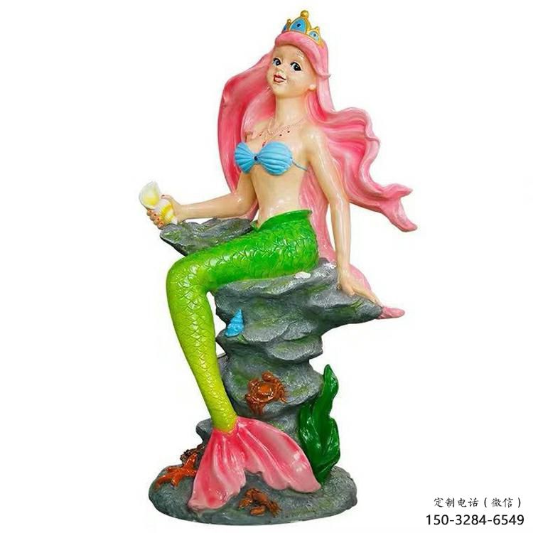 門口美人魚雕塑 售樓處動(dòng)漫雕塑 彩繪小品