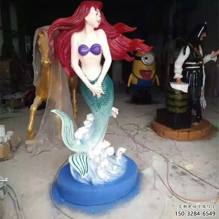 商業街美人魚雕塑 烤漆雕塑 彩繪動漫雕塑