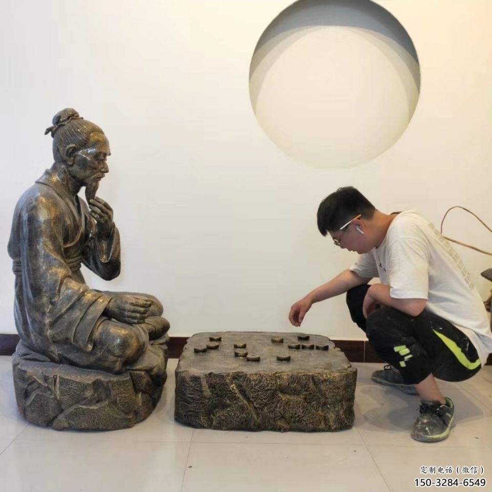 街頭下象棋雕塑 大型民俗雕塑 別墅區(qū)民俗雕塑