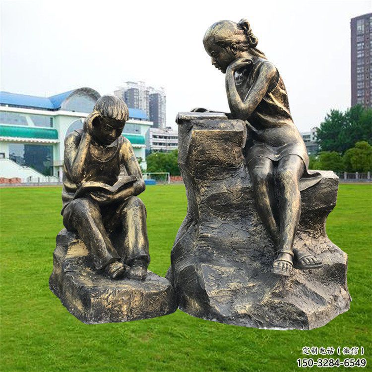 大門(mén)口看書(shū)雕塑 發(fā)光公園人物雕塑 仿真學(xué)生雕塑