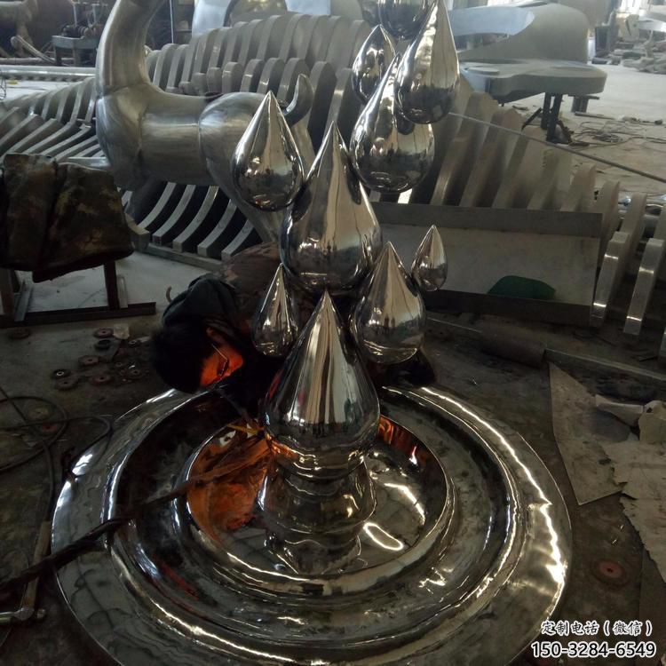 仿真水珠雕塑 電鍍現代雕塑 水景雕塑