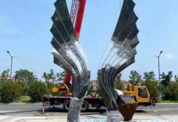 園林鳳尾雕塑，噴漆景觀雕塑，網格形式